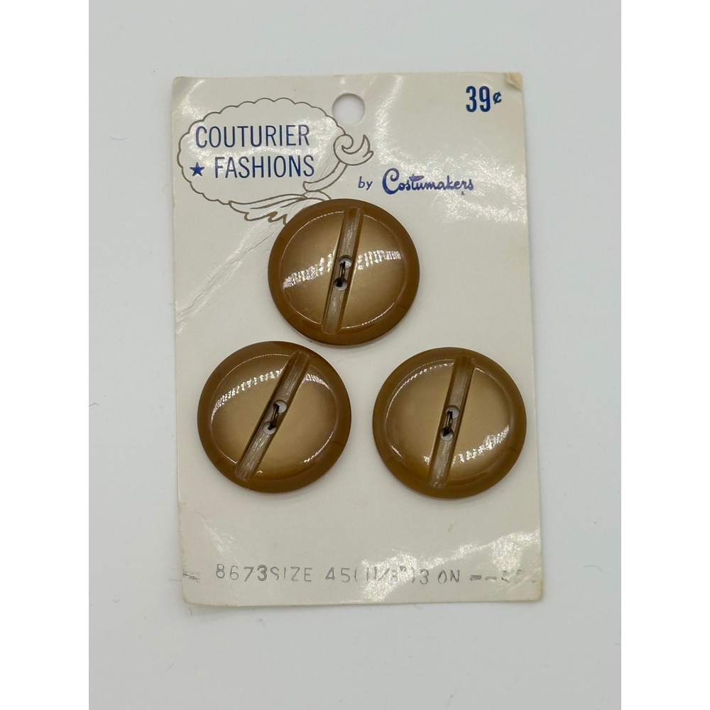 Costumakers Buttons Vintage Sewing Notions Round Shank Brown 1 1/8 Inch